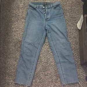 BDG high waisted jeans with fringe bottoms